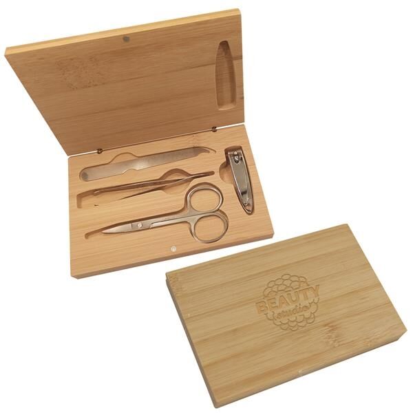 Main Product Image for Custom Printed 4 Piece Manicure Set In Bamboo Case