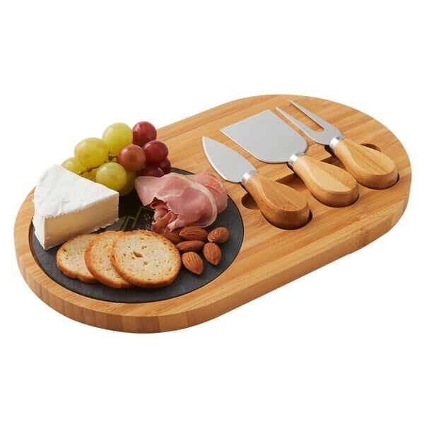 Main Product Image for 4 Piece Oval Slate Cheese Board Set
