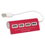 4-Port Aluminum Wave USB Hub - Red