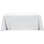 4 Sided Poly/Cotton Twill Flat Table Cover-Screen Printed - White