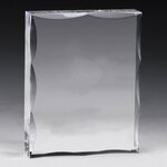 4" x 5" x 1"- Scalloped Acrylic Paperweight Awards - Full Color - Clear