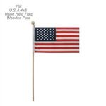 4" x 6" Hand Held USA Flag  With 10" Wooden Pole -  