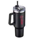 40 oz Double Wall Tumbler with Handle and Straw - Black