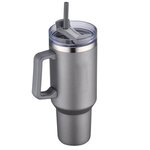 40 oz Double Wall Tumbler with Handle and Straw - Gray