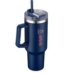 40 oz Double Wall Tumbler with Handle and Straw - Navy Blue