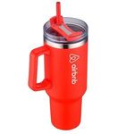 40 oz Double Wall Tumbler with Handle and Straw - Red