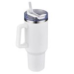 40 oz Double Wall Tumbler with Handle and Straw - White