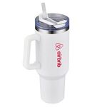 40 oz Double Wall Tumbler with Handle and Straw - White
