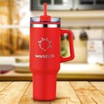 40 oz Double Wall Tumbler with Handle and Straw -  