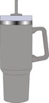 40 oz PP Lined Double Wall Tumbler w/ Handle and Straw - Gray