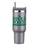 40 oz PP Lined Double Wall Tumbler w/ Handle and Straw - Gray