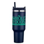 40 oz PP Lined Double Wall Tumbler w/ Handle and Straw - Navy Blue