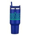 40 oz PP Lined Double Wall Tumbler w/ Handle and Straw - Royal Blue