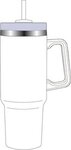 40 oz PP Lined Double Wall Tumbler w/ Handle and Straw - White