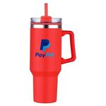 40 oz PP Lined Double Wall Tumbler w/ Handle and Straw -  