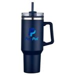 40 oz PP Lined Double Wall Tumbler w/ Handle and Straw -  