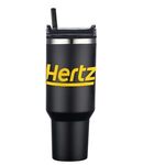 40 oz. Double Wall Tumbler With Handle and Straw - Black