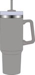 40 oz. Double Wall Tumbler With Handle and Straw - Gray