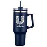 40 oz. Double Wall Tumbler With Handle and Straw - Navy Blue