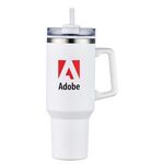 40 oz. Double Wall Tumbler With Handle and Straw - White