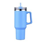 40 Oz. Stainless Steel Travel Mug with Handle and Straw - Light Blue