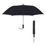 44" Arc Telescopic Folding Wood Handle Umbrella - Black