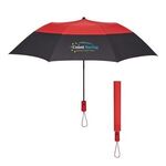 46" Arc Color Top Folding Umbrella - Black with Red