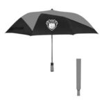 46" Vented Pinwheel Folding Umbrella - Black With Gray