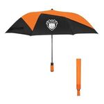 46" Vented Pinwheel Folding Umbrella - Black with Orange