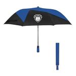 46" Vented Pinwheel Folding Umbrella - Black With Royal