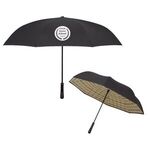 48" Arc Soho Tartan Inversion Umbrella - Tan With Black