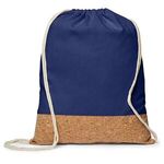 5 oz. Cotton/Cork Drawstring Backpack - Blue-navy