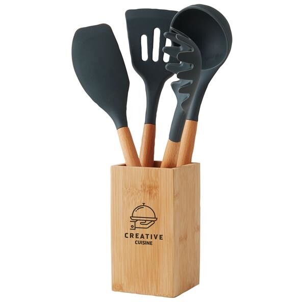 Main Product Image for 5-Piece Bamboo & Silicone Utensil Set
