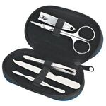 5-Piece Leather Look Manicure Set - Black