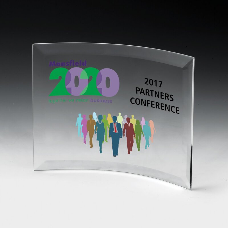 Main Product Image for 5" x 7" x 1/4" - Freestanding Curved Acrylic Award - Full Color