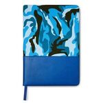 5" x 8" Hard Cover Camo Canvas Journal - Blue-navy