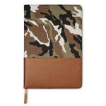 5" x 8" Hard Cover Camo Canvas Journal - Brown
