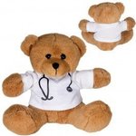 7" Doctor or Nurse Plush Bear - Brown-white