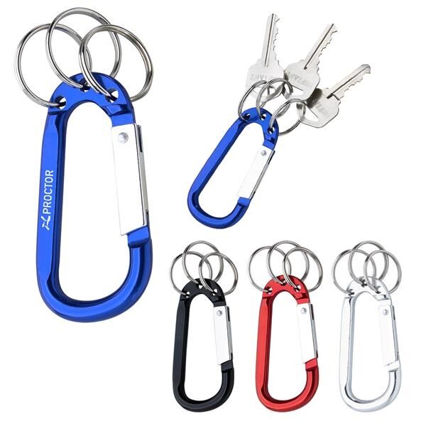 Main Product Image for 8MM CARABINER WITH TRIPLE SPLIT RING