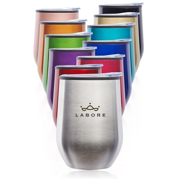 Main Product Image for Branded Shelby Stemless Wine Glass with lid 12 oz. 