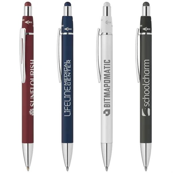 Main Product Image for Laser Engraved Orbit Spinner Chrome Metal Pen with Stylus