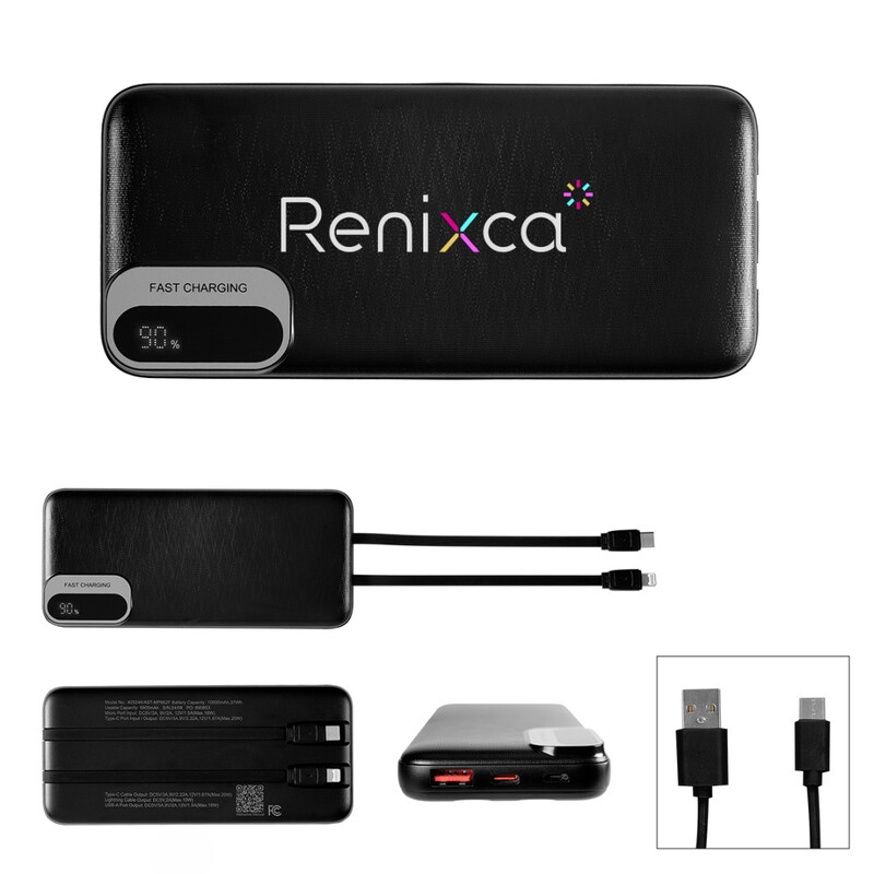 Main Product Image for Custom Printed 10,000 mAh Power Bank With Built-In Cables