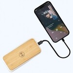 Buy Custom Logo Wireless Quick Charging Bamboo Power Bank