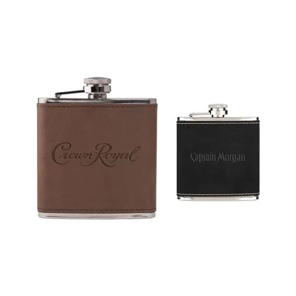 Main Product Image for Laser Engraved Leatherette 6oz. Stainless Steel Hip Flask