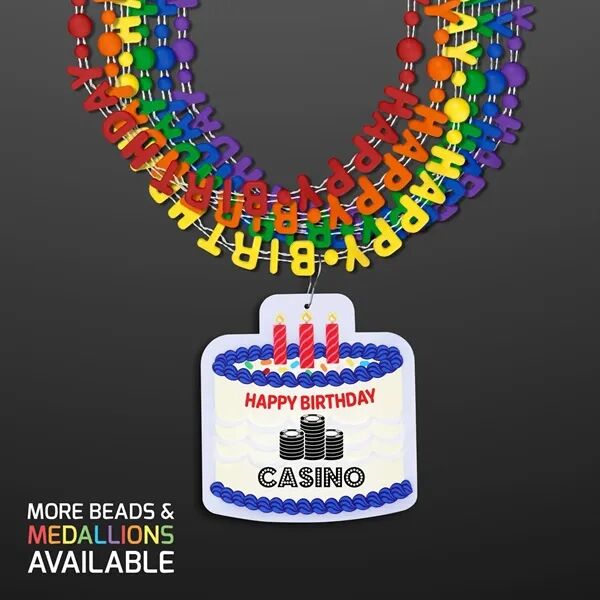 Main Product Image for Happy Birthday Beads Necklaces with Cake Medallion (NO LED)