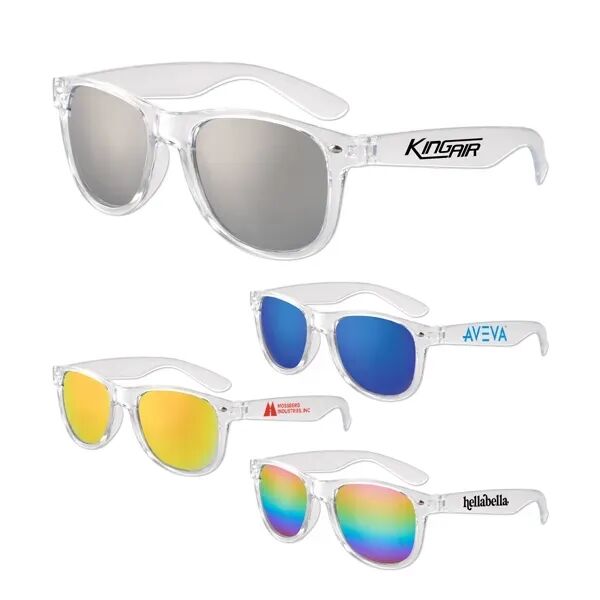 Main Product Image for Custom Printed Clear Iconic Frame Mirror Lens Sunglasses