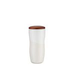 Buy Imprinted Double wall ceramic tumbler with wood lid 12oz