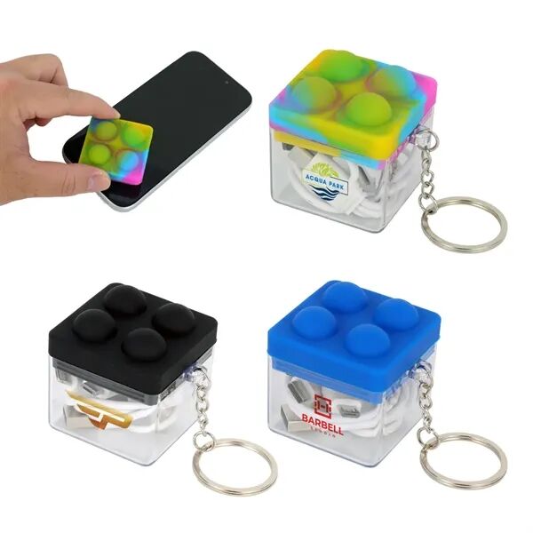 Main Product Image for Imprinted Push Pop Charging Cable with Keyring & Screen Cleaner