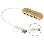 Buy Custom Printed Bamboo Dual Port USB & Type-C Hub