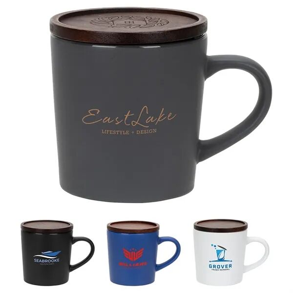 Main Product Image for Custom Printed Circo Ceramic Mug with Wooden Lid 16 oz